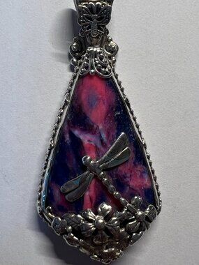 SARDA 925 Sterling Silver Dragonfly Artisan Pendant 31g Large Statement Piece